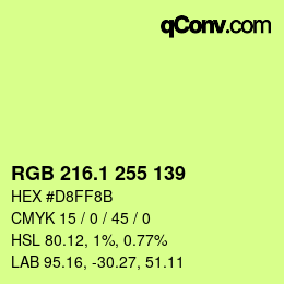 カラーコード: RGB 216.1 255 139 | qconv.com