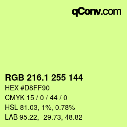 カラーコード: RGB 216.1 255 144 | qconv.com