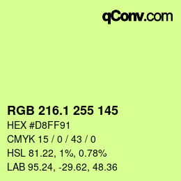 カラーコード: RGB 216.1 255 145 | qconv.com