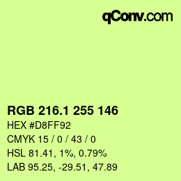 カラーコード: RGB 216.1 255 146 | qconv.com