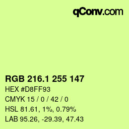 カラーコード: RGB 216.1 255 147 | qconv.com