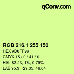 カラーコード: RGB 216.1 255 150 | qconv.com