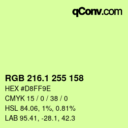 カラーコード: RGB 216.1 255 158 | qconv.com