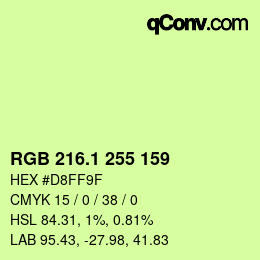 カラーコード: RGB 216.1 255 159 | qconv.com