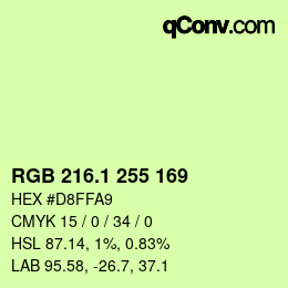 カラーコード: RGB 216.1 255 169 | qconv.com
