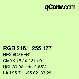 カラーコード: RGB 216.1 255 177 | qconv.com