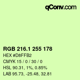 カラーコード: RGB 216.1 255 178 | qconv.com