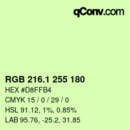 カラーコード: RGB 216.1 255 180 | qconv.com