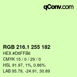 カラーコード: RGB 216.1 255 182 | qconv.com