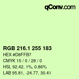 カラーコード: RGB 216.1 255 183 | qconv.com