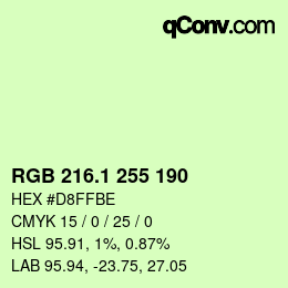 カラーコード: RGB 216.1 255 190 | qconv.com
