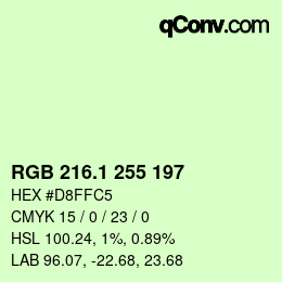 カラーコード: RGB 216.1 255 197 | qconv.com