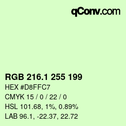 カラーコード: RGB 216.1 255 199 | qconv.com
