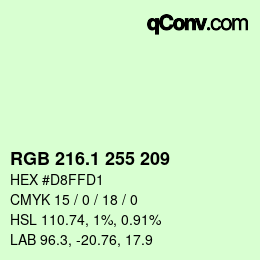カラーコード: RGB 216.1 255 209 | qconv.com