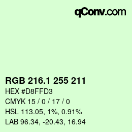 カラーコード: RGB 216.1 255 211 | qconv.com