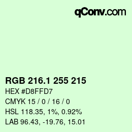 Color code: RGB 216.1 255 215 | qconv.com