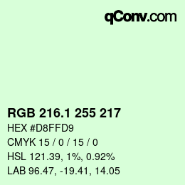 カラーコード: RGB 216.1 255 217 | qconv.com