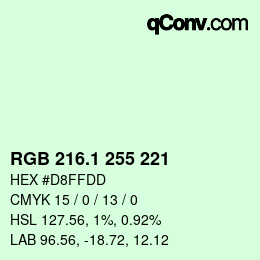 カラーコード: RGB 216.1 255 221 | qconv.com
