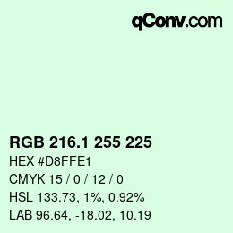 Color code: RGB 216.1 255 225 | qconv.com