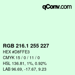 カラーコード: RGB 216.1 255 227 | qconv.com