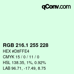 Color code: RGB 216.1 255 228 | qconv.com