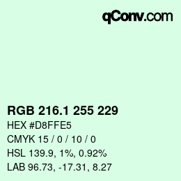 Color code: RGB 216.1 255 229 | qconv.com