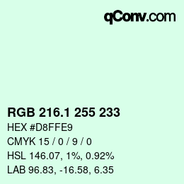 Color code: RGB 216.1 255 233 | qconv.com