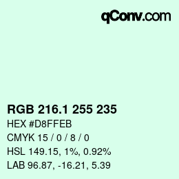Color code: RGB 216.1 255 235 | qconv.com