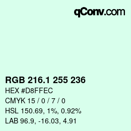 カラーコード: RGB 216.1 255 236 | qconv.com
