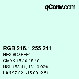 カラーコード: RGB 216.1 255 241 | qconv.com