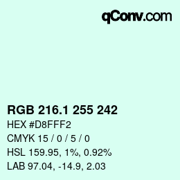 カラーコード: RGB 216.1 255 242 | qconv.com