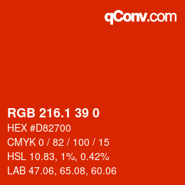 カラーコード: RGB 216.1 39 0 | qconv.com