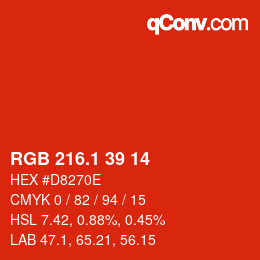 カラーコード: RGB 216.1 39 14 | qconv.com