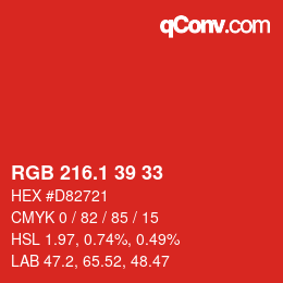 カラーコード: RGB 216.1 39 33 | qconv.com