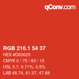カラーコード: RGB 216.1 54 37 | qconv.com
