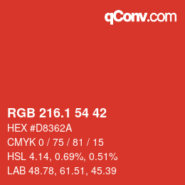 カラーコード: RGB 216.1 54 42 | qconv.com
