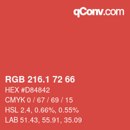 カラーコード: RGB 216.1 72 66 | qconv.com