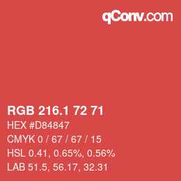 カラーコード: RGB 216.1 72 71 | qconv.com