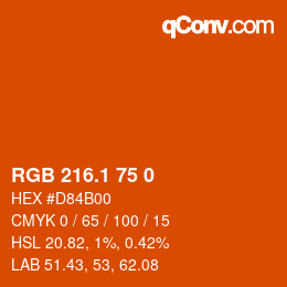 カラーコード: RGB 216.1 75 0 | qconv.com