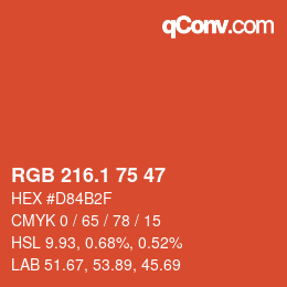 カラーコード: RGB 216.1 75 47 | qconv.com