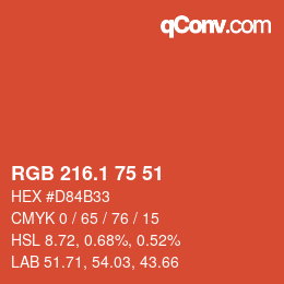 カラーコード: RGB 216.1 75 51 | qconv.com