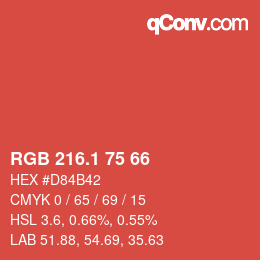 カラーコード: RGB 216.1 75 66 | qconv.com