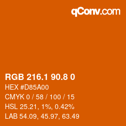 Color code: RGB 216.1 90.8 0 | qconv.com