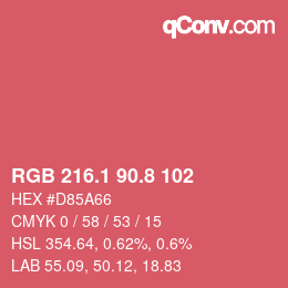 カラーコード: RGB 216.1 90.8 102 | qconv.com