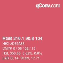 カラーコード: RGB 216.1 90.8 104 | qconv.com