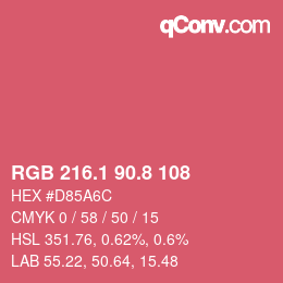 カラーコード: RGB 216.1 90.8 108 | qconv.com