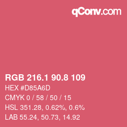 カラーコード: RGB 216.1 90.8 109 | qconv.com