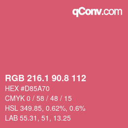 カラーコード: RGB 216.1 90.8 112 | qconv.com