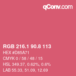カラーコード: RGB 216.1 90.8 113 | qconv.com