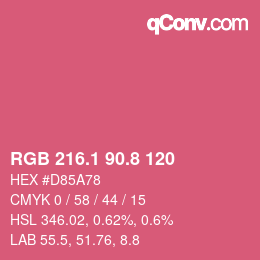 カラーコード: RGB 216.1 90.8 120 | qconv.com